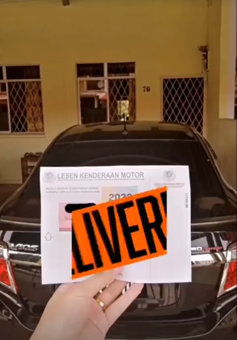 Roadtax delivered to a Vios owner's home