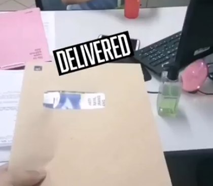 Claim documents delivered to a customer's office